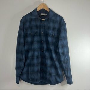Vince Blue Plaid Wool Blend Flannel Shirt Medium